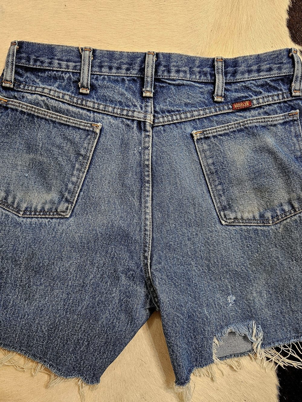 Rustler VINTAGE 1970s Blue Denim Jean Cutoff Shorts Sz. 31"